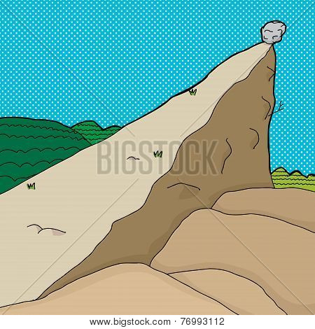 Single Boulder On Cliff
