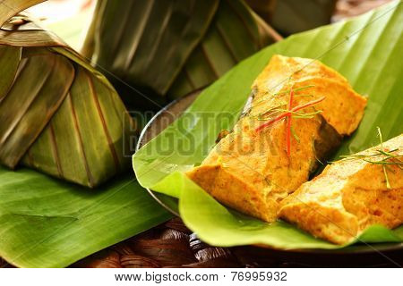 Thai traditional food Fish pudding  called Hor Mok