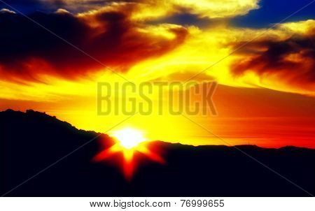 Sunset over the mountain