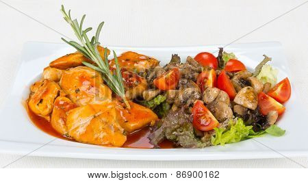 Chicken with mushrooms and vegetables