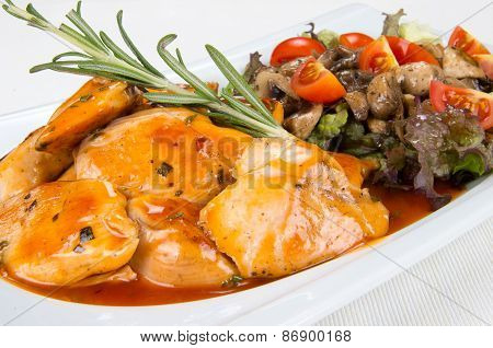 Chicken with mushrooms and vegetables