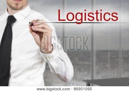 Businessman Writing Logistics In Office