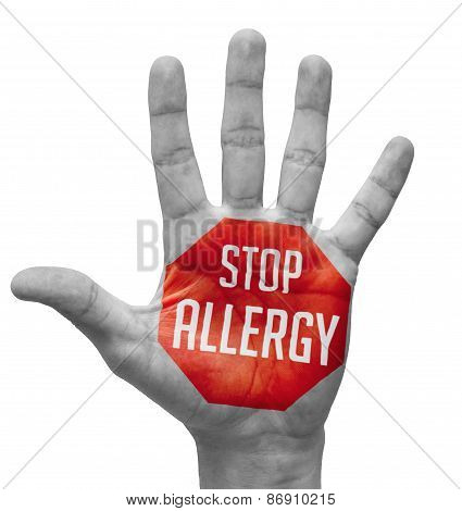 Stop Allergy Sign Painted - Open Hand Raised.
