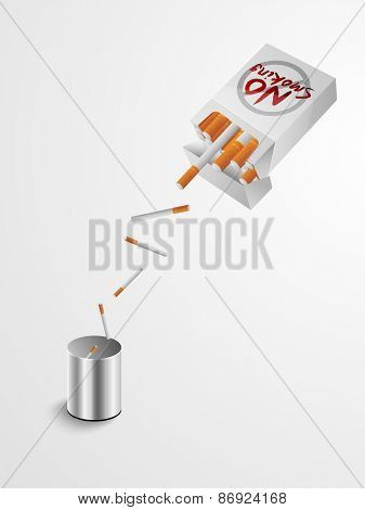 Quit smoking concept with Cigarettes dumping from box t dustbin.