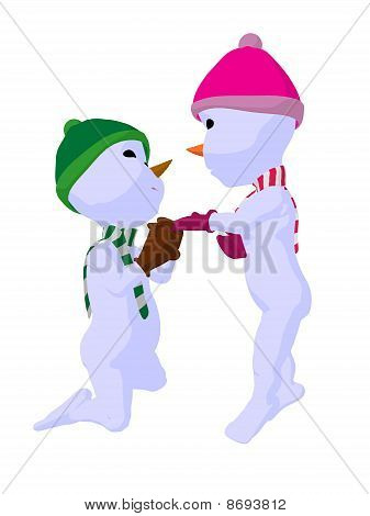 Snowboy und Snowgirl paar Kunst Abbildung silhouette