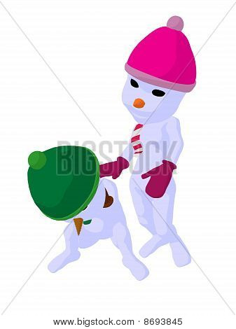 Snowboy und Snowgirl paar-Kunst-Abbildung