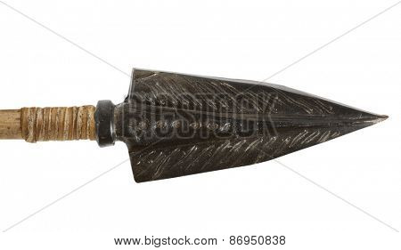 Antique old arrowhead. The army of Genghis Khan. Isolated on a white background