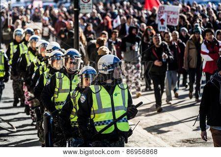 Cops Following The Marchers To Make Sure Everything Is Under Control