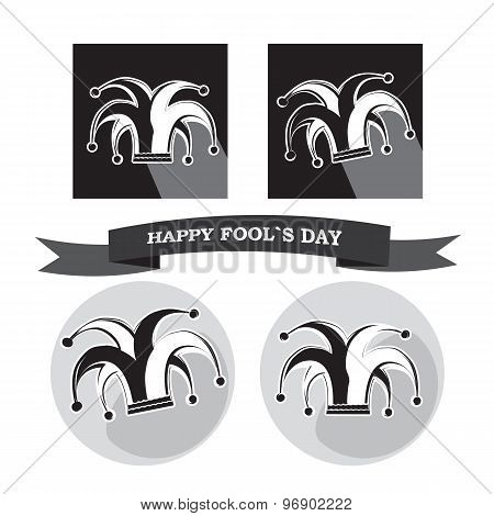 Vector Set From Dlack And White Silhouette Clowns Hat