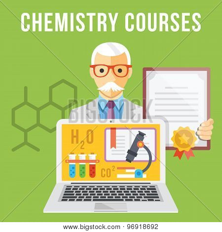 Chemistry courses flat illustration concept
