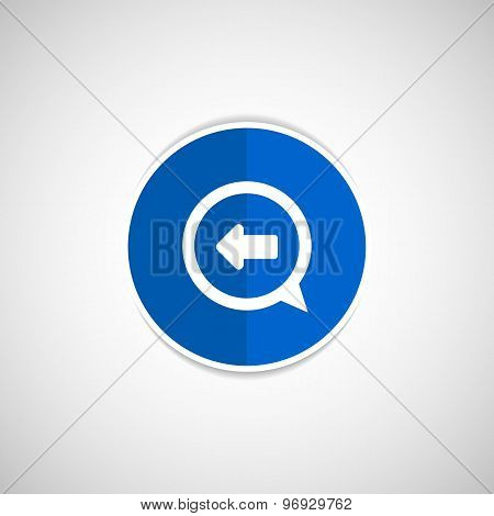 Blue arrowleft symbol business white background button
