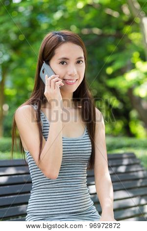 Woman talk to mobile phone
