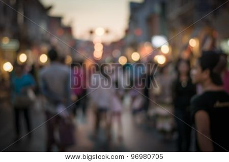 Crowd Of People In Talang Road, Phuket