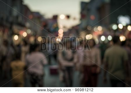 Crowd Of People In Talang Road, Phuket