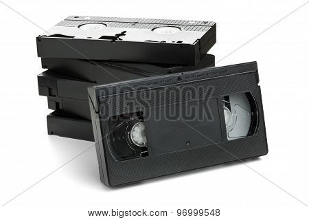 Stack Of Video Home System Movie Cassettes