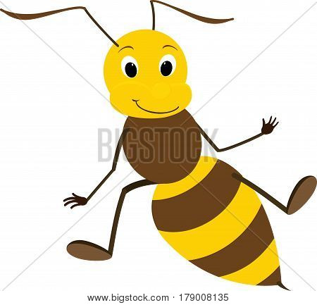 Illustration of a Friendly Smiling Cute Bee