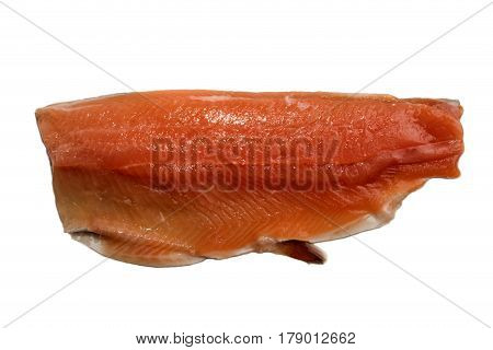 raw irish sea trout fillet isolated on white background