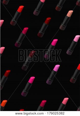 Lipstick on black background. Beauty and fashion illustration. Vector created with gradient mesh.