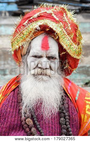 Holy Man Posing At Varanasi On India