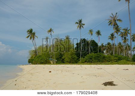 Beautiful tropical Bohey Dulang island with beach and blue water for relax