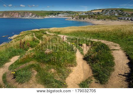 View of bigbury on sea from Burgh Island. Devon. England