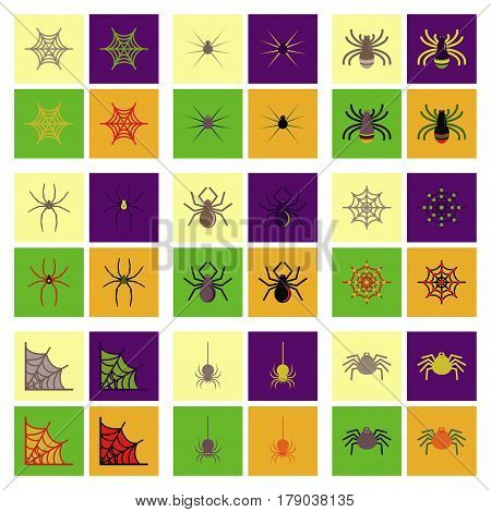 assembly of flat icons halloween spider web