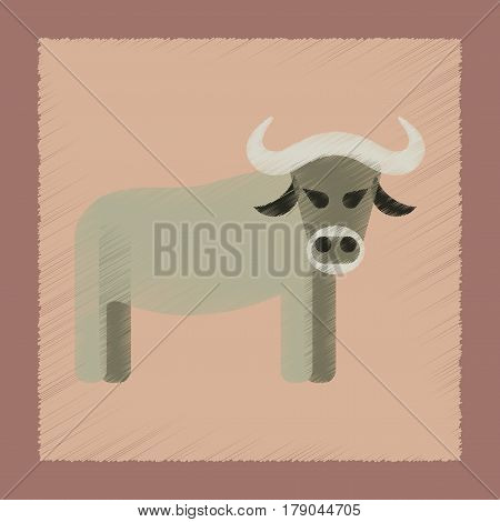flat shading style icon of cartoon bull