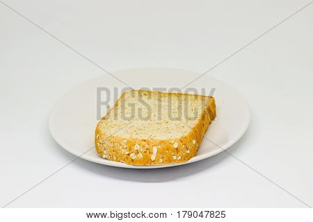 Slice Of Breads On The White Disc Isolate Background