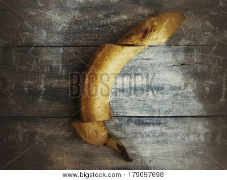 Banana. Grunge style photo with film grane and artifacts