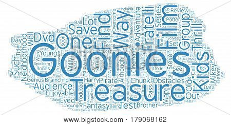 The Goonies DVD Review text background wordcloud concept