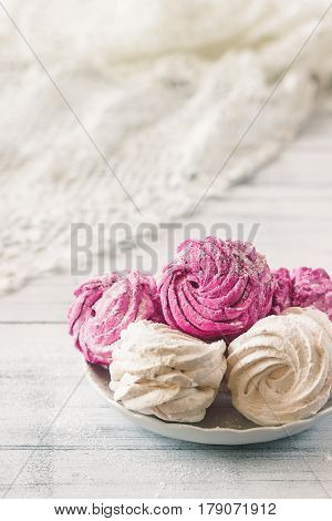 Zephyr (russian Marshmallow) On Light Wooden Table