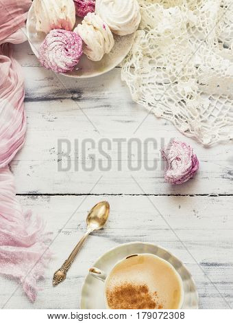 Zephyr (russian Marshmallow) On Light Wooden Table