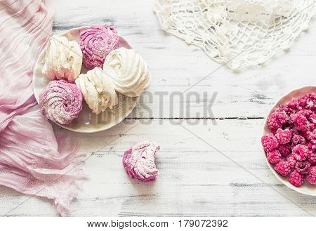 Zephyr (russian Marshmallow) On Light Wooden Table