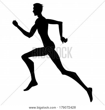 Silhouette of running man. Vector illustration. Winner
