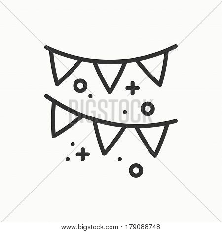 Confetti, tinsel icon. Falling tiny pieces. Party celebration birthday holidays event carnival festive. Thin line party basic element icon. Vector linear design. Illustration. Symbols. Congratulation