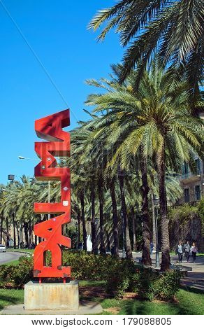 Red Palma Word Sculpture