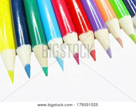 set of colored pencils for painting closeup