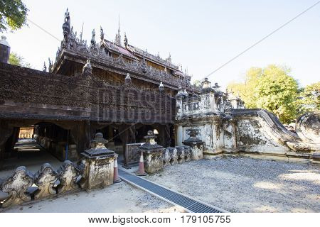 Golden Palace Monastery (Shwenandaw Kyaung) , mandalay in myanmar (Burma)