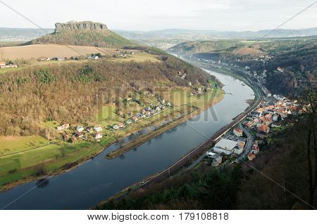 View from Koenigstein Fortress on the surrounding Saxon Switzerland
