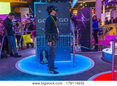 LAS VEGAS - JAN 08 : The Qualcomm booth at the CES show held in Las Vegas on January 08 2017 CES is the world's leading consumer-electronics show.