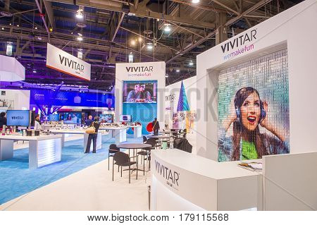 LAS VEGAS - JAN 08 : The Vivitar booth at the CES show held in Las Vegas on January 08 2017 CES is the world's leading consumer-electronics show.