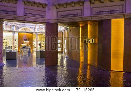 LAS VEGAS - NOV 24 : Exterior of a Fendi store in Caesars Palace hotel in Las Vegas on November 24 2016. Fendi is a multinational luxury goods brand owned by LVMH Moet Hennessy Louis Vuitton.