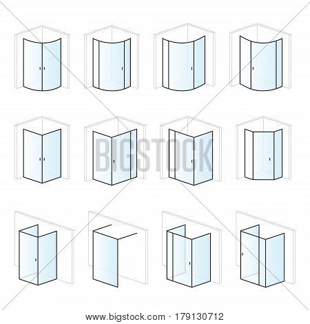 Shower enclosures, bathroom installation and montage solutions, pictogram types