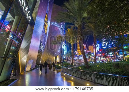 LAS VEGAS - NOV 24 : View of the strip in Las Vegas on November 24 2016. The Las Vegas Strip is an approximately 4.2-mile (6.8 km) stretch of Las Vegas Boulevard in Clark County Nevada.
