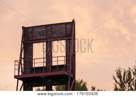 Climbing wall on courtyard of fire brigade.