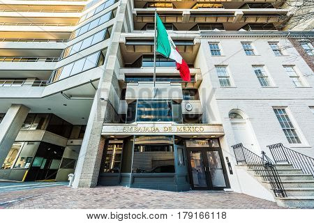 Washignton DC, USA - March 4, 2017: Embassy of Mexico on Pennsylvania Avenue