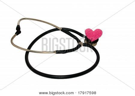 stethoscope และหัวใจสีชมพู