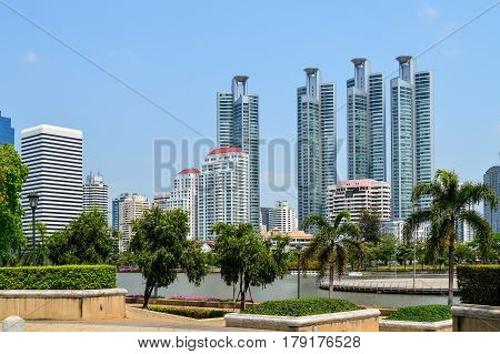 Beautiful View City Scape Lumpini Park