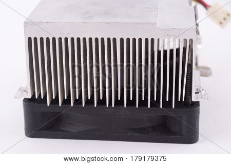 Used Aluminum Heat Sink For Cooling The Microprocessor Of The Computer Board. Radiator Plates In Lar