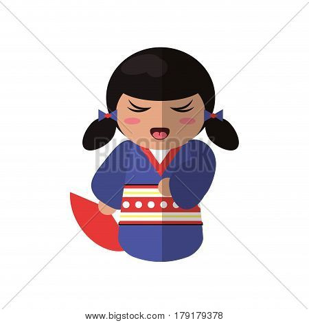 cute kokeshi doll traditional costume japanese vector illustration eps 10